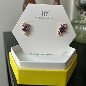 Amethyst and rose gold plating earrings